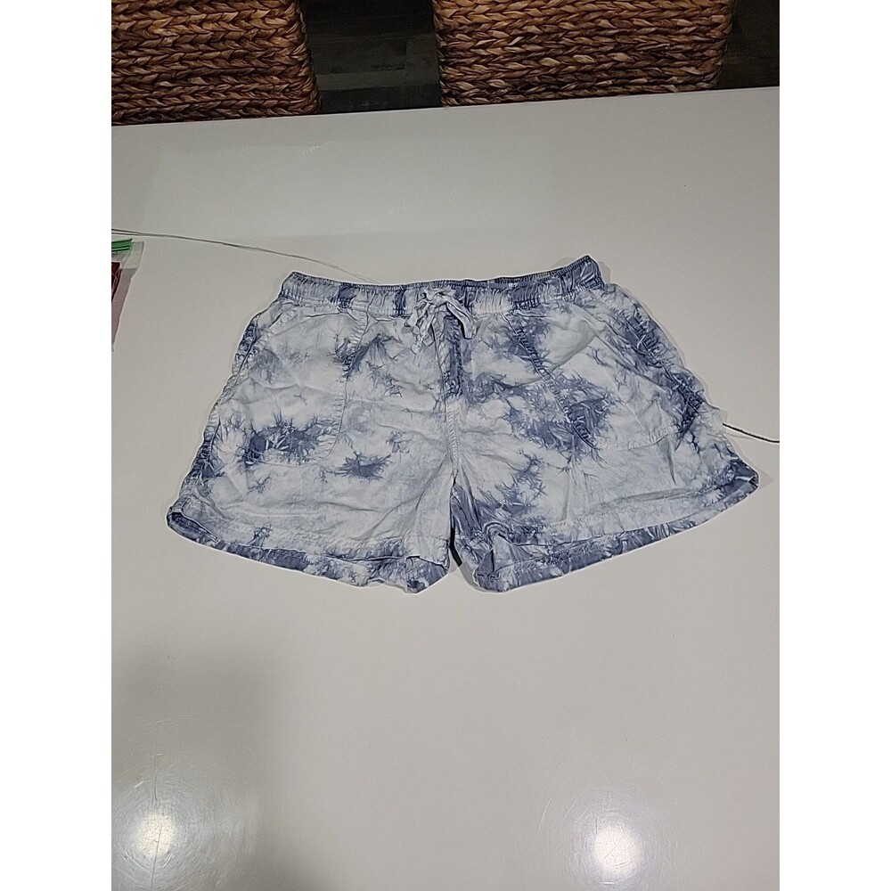 C&C California Women/jr Shorts 100% Lyocell Med Beach Casual Blue/Wht Tie Dye B5